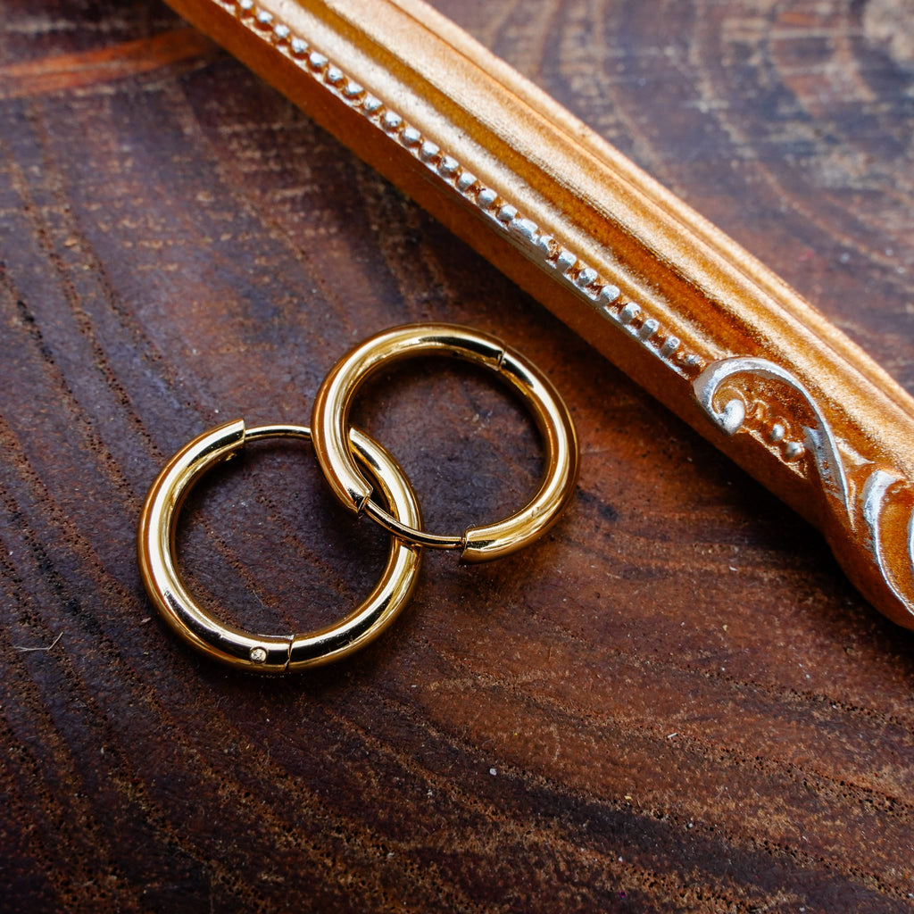 Earrings 14mm / Gold Easy Busy Hoops