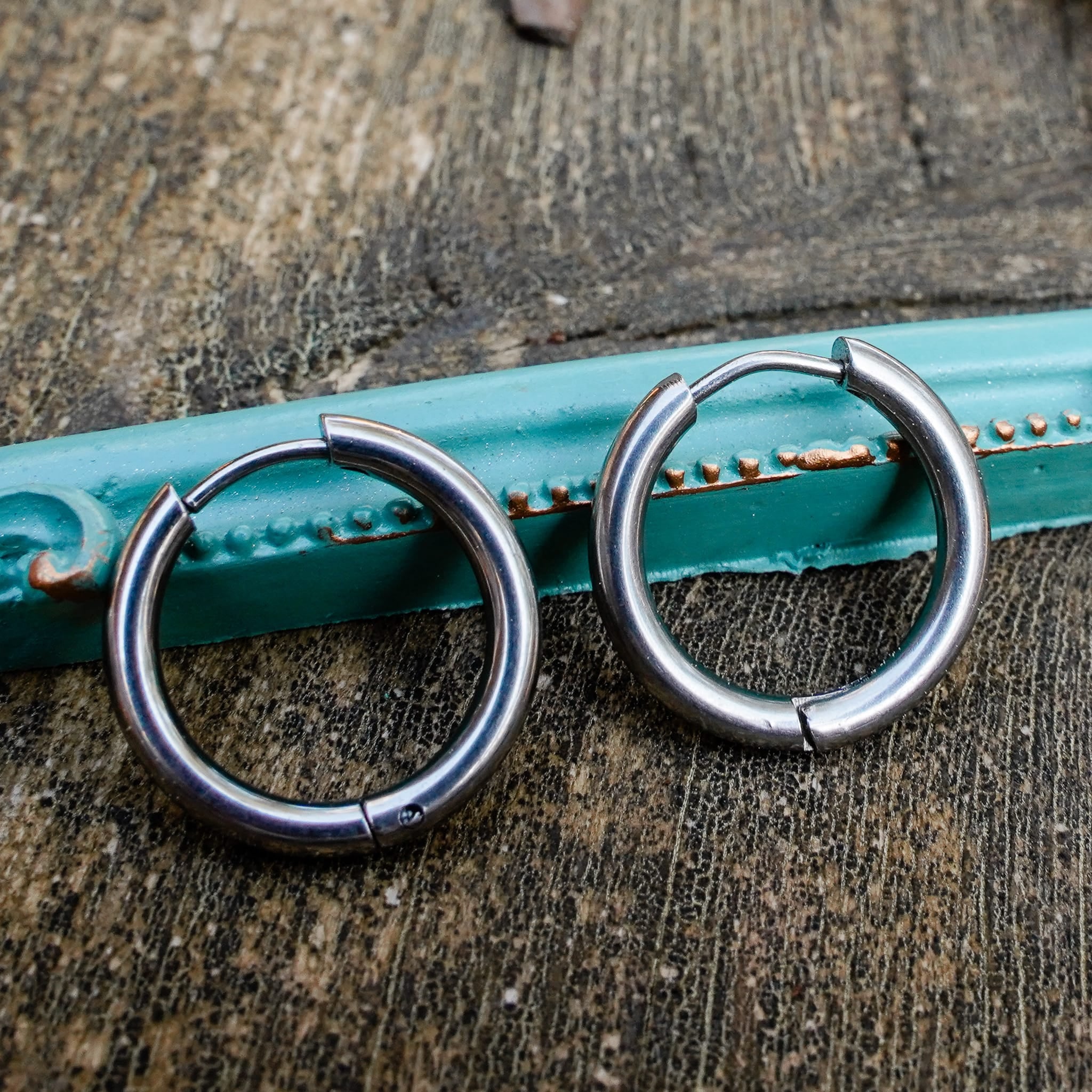 Earrings 14mm / Silver Easy Busy Hoops