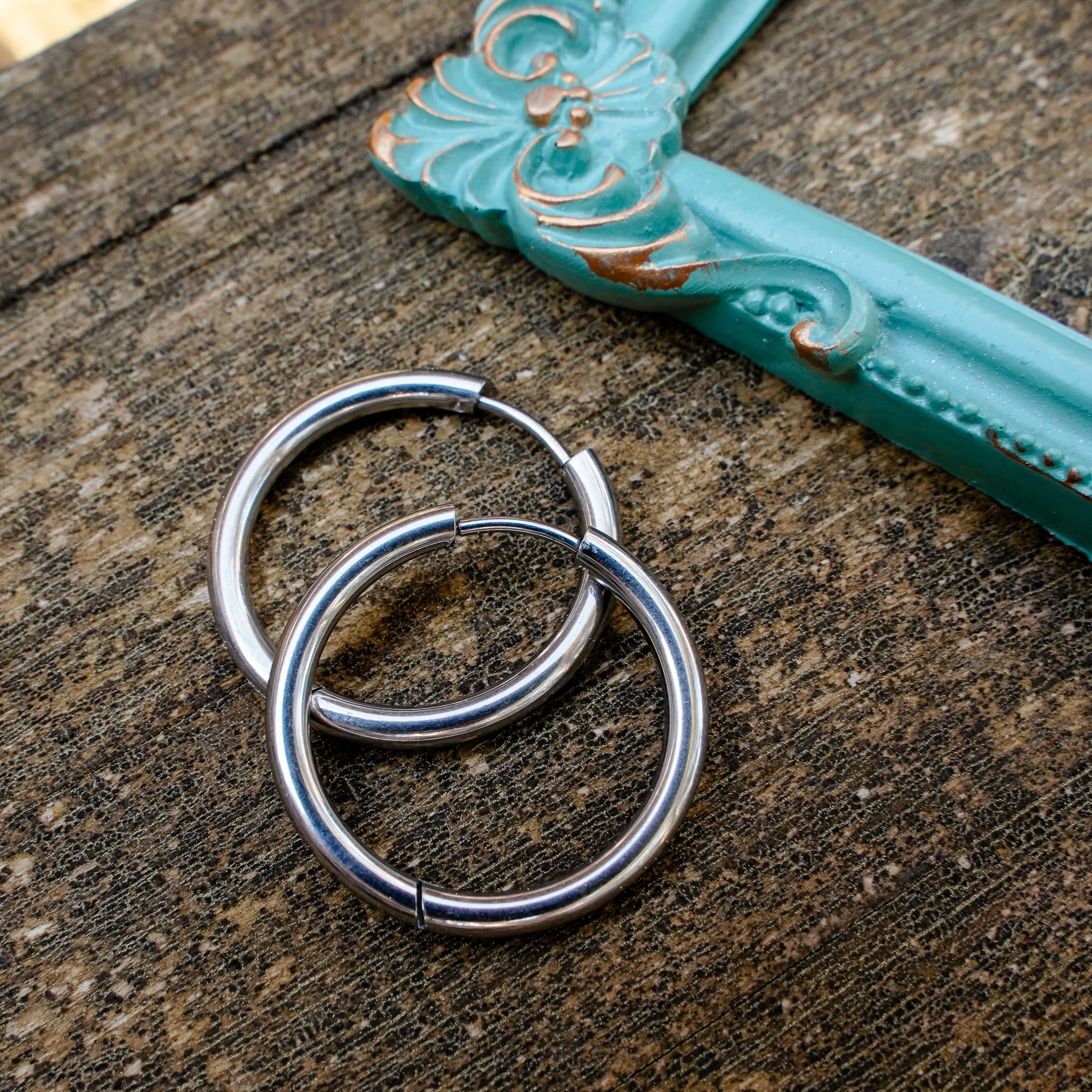 Earrings 20mm / Silver Easy Busy Hoops