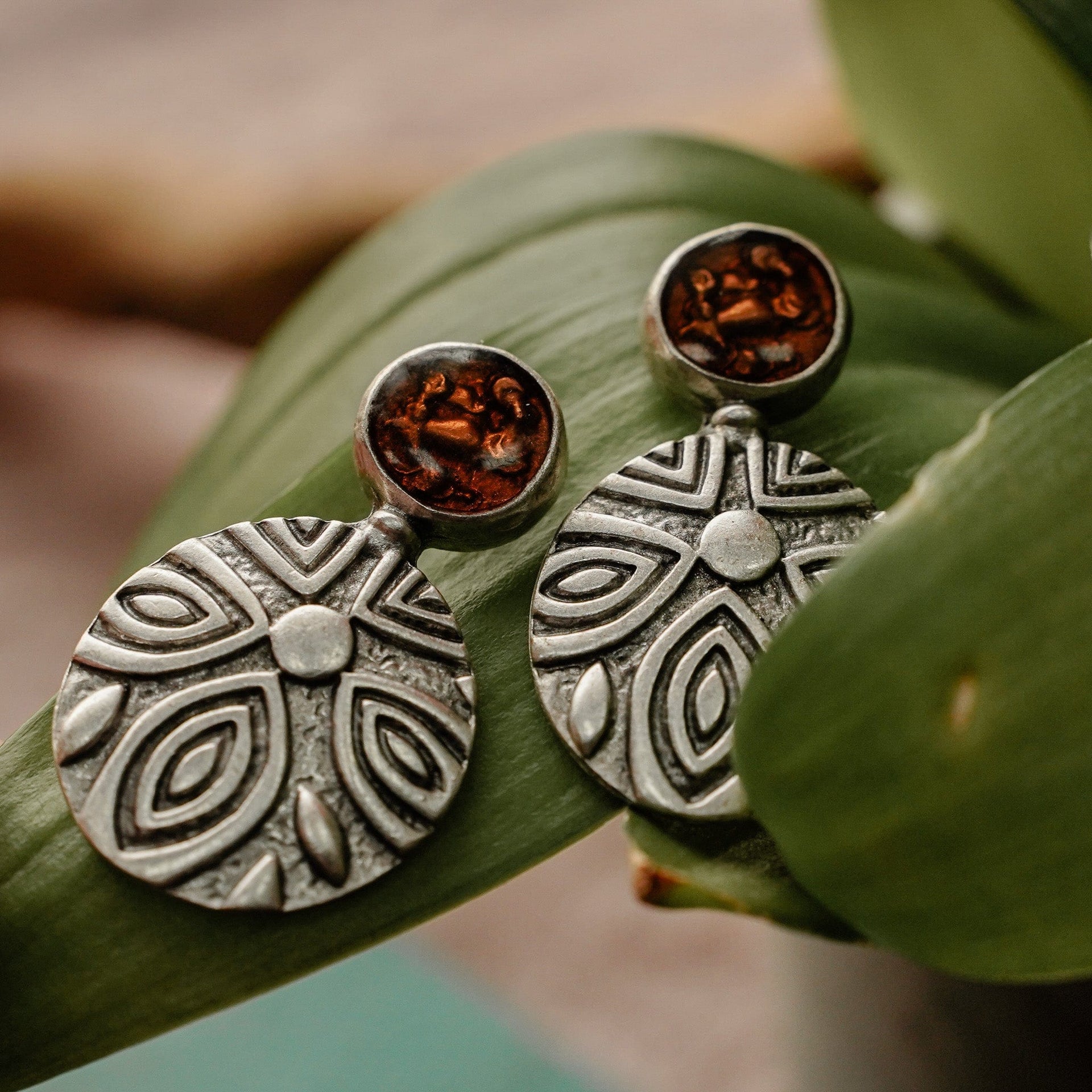 Amber Flower Earrings