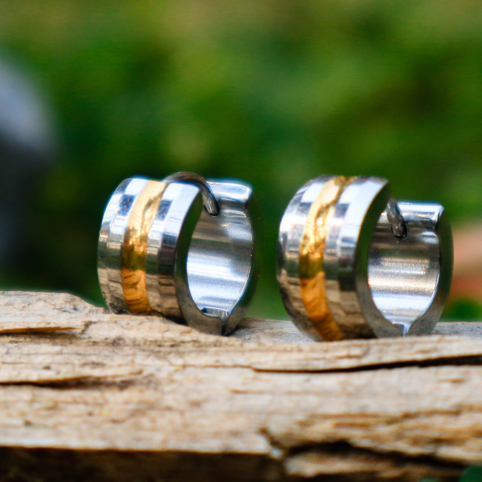 Earrings Two-Tone Huggies Earrings
