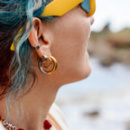 Earrings Two-Tone Huggies Earrings