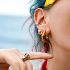 Earrings Two-Tone Huggies Earrings