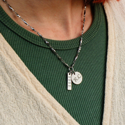 Engravable Bar and Coin Necklace