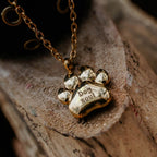 Engraved Engravable Gold Paw Necklace