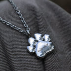 Engraved Engravable Silver Paw Necklace