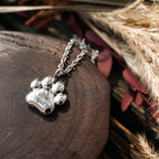 Engraved Engravable Silver Paw Necklace