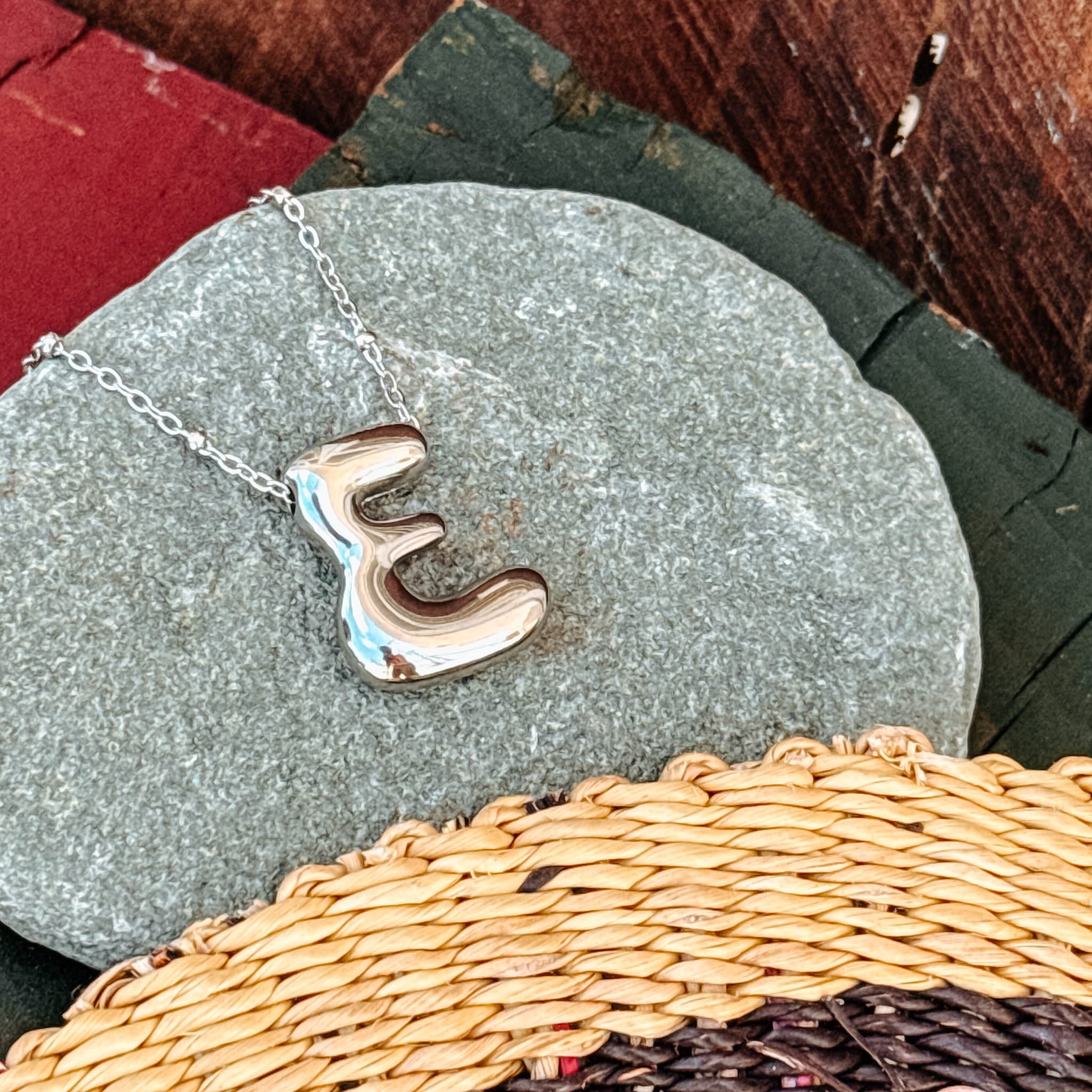 Necklaces E Monogram Silver Necklace
