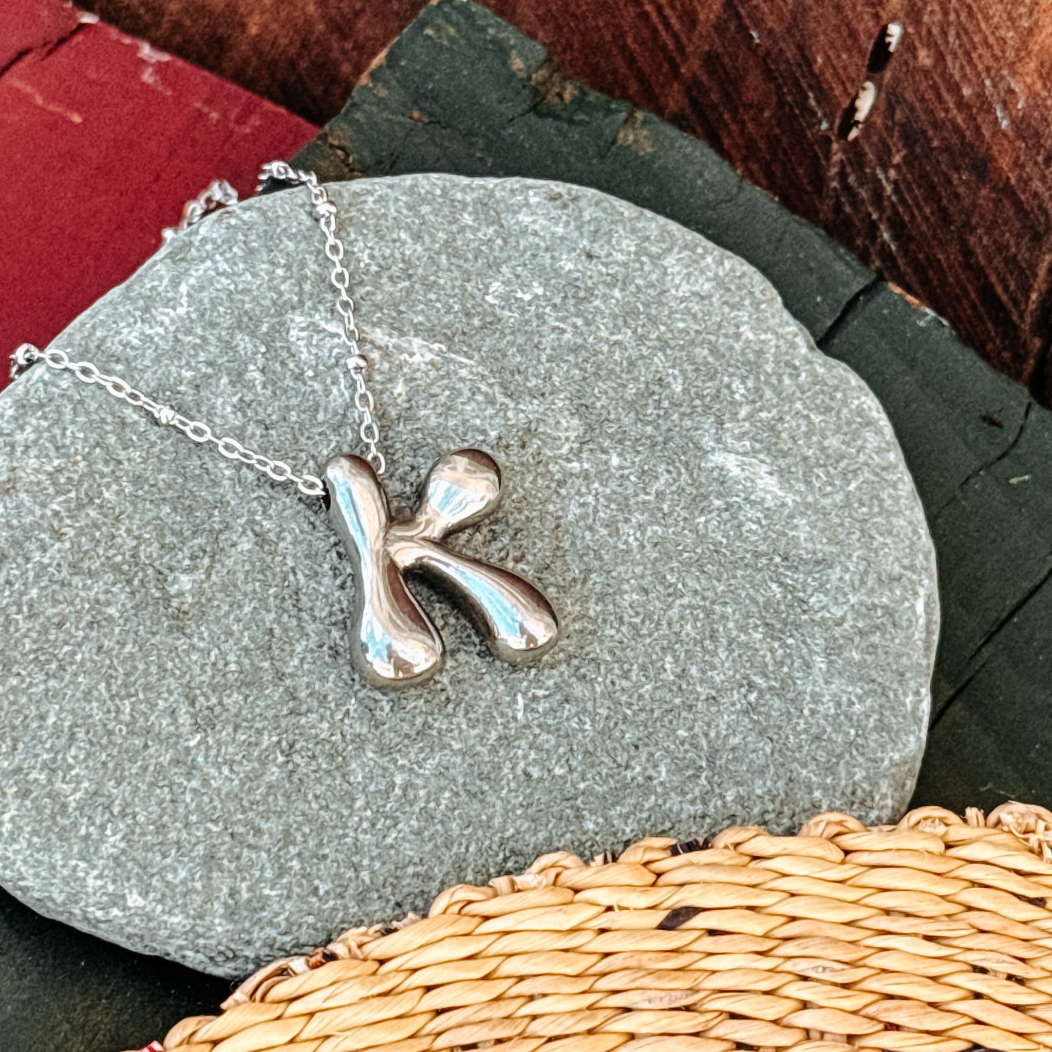 Necklaces K Monogram Silver Necklace