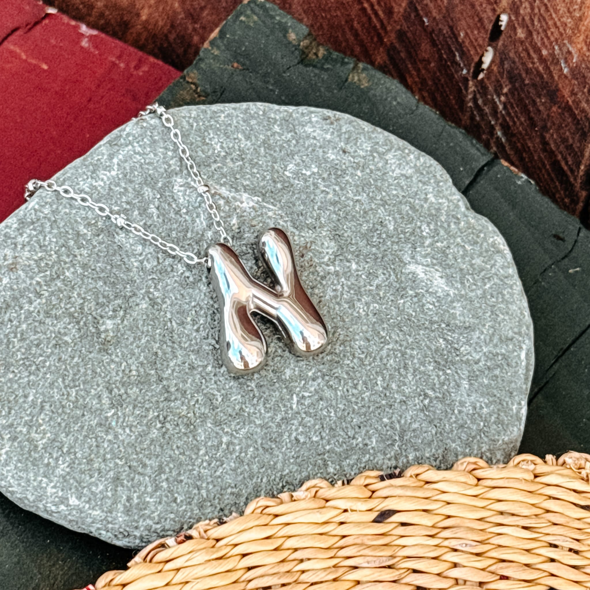 Necklaces N Monogram Silver Necklace