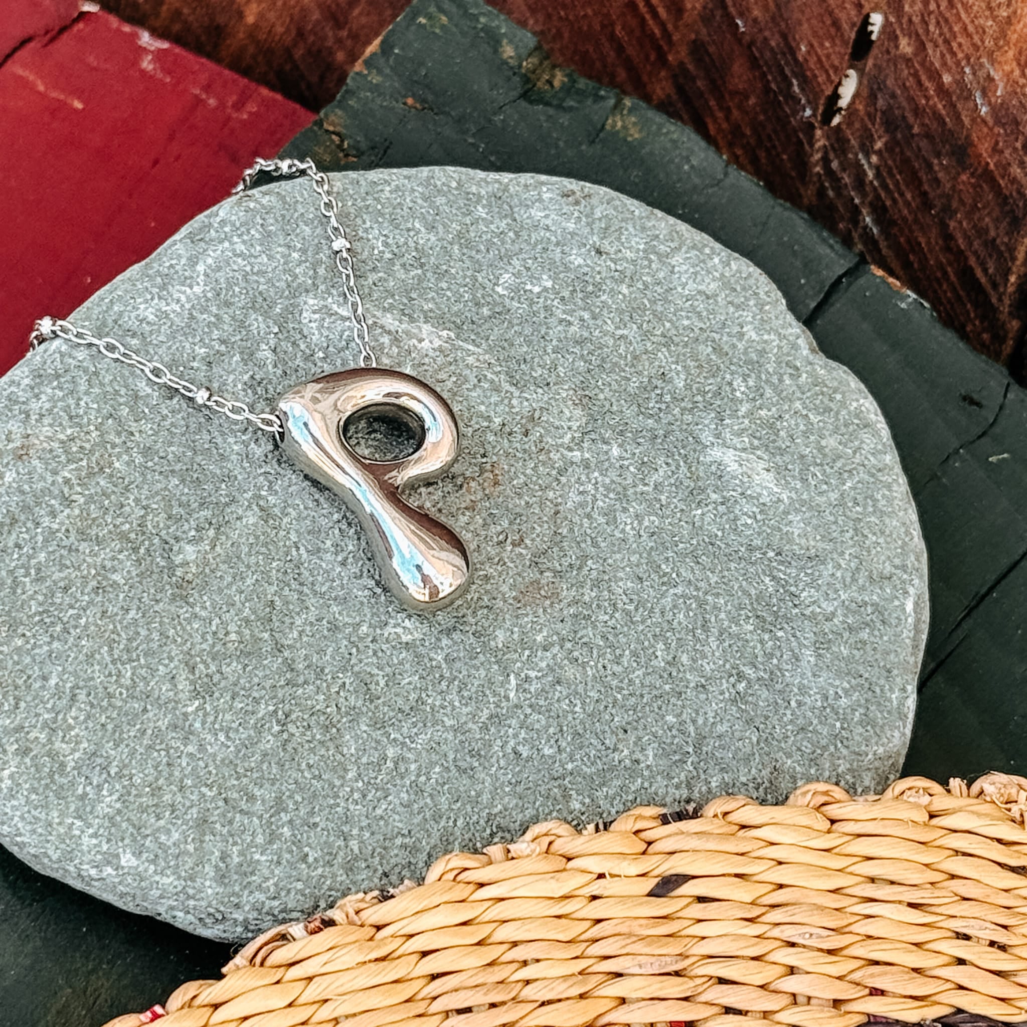 Necklaces P Monogram Silver Necklace