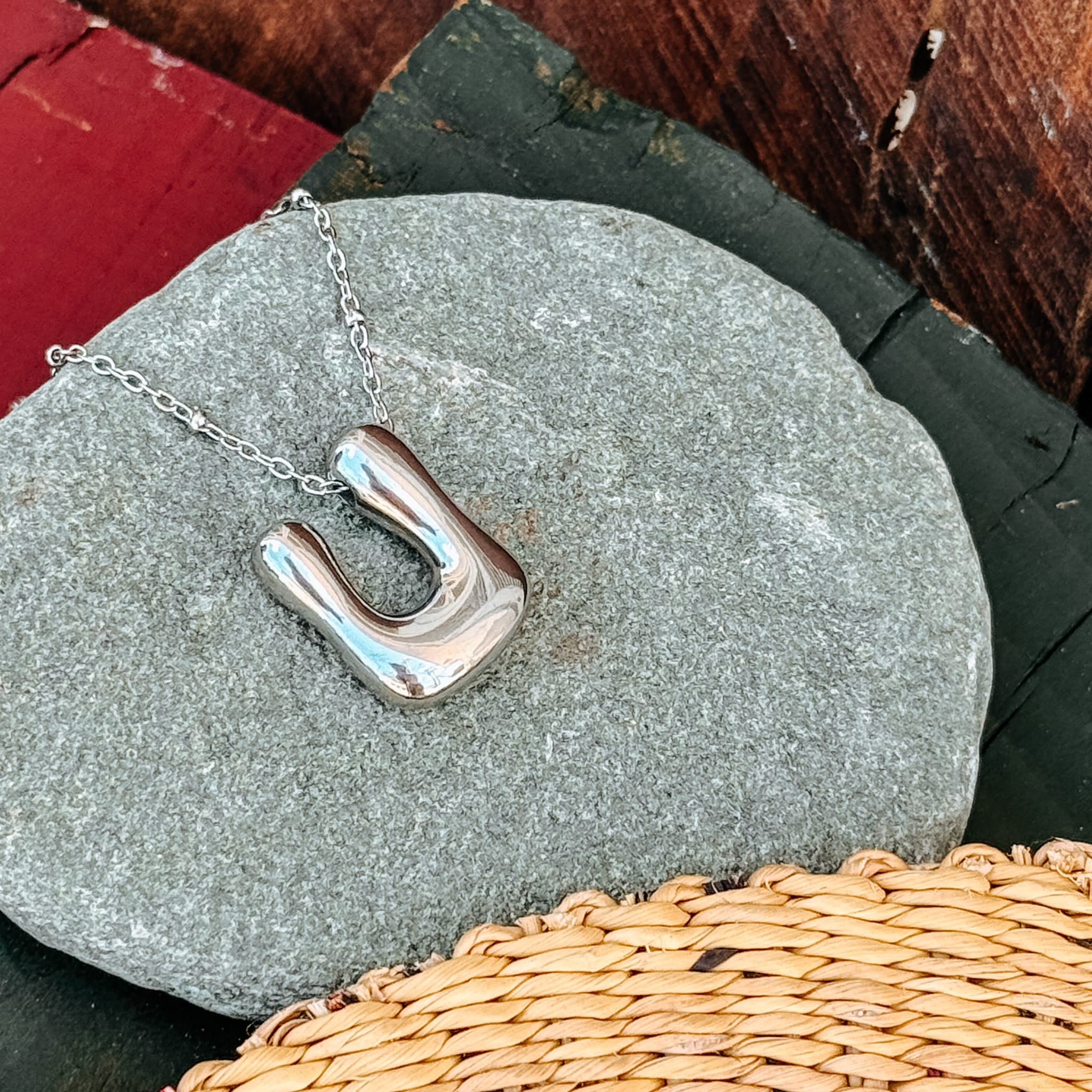 Necklaces U Monogram Silver Necklace