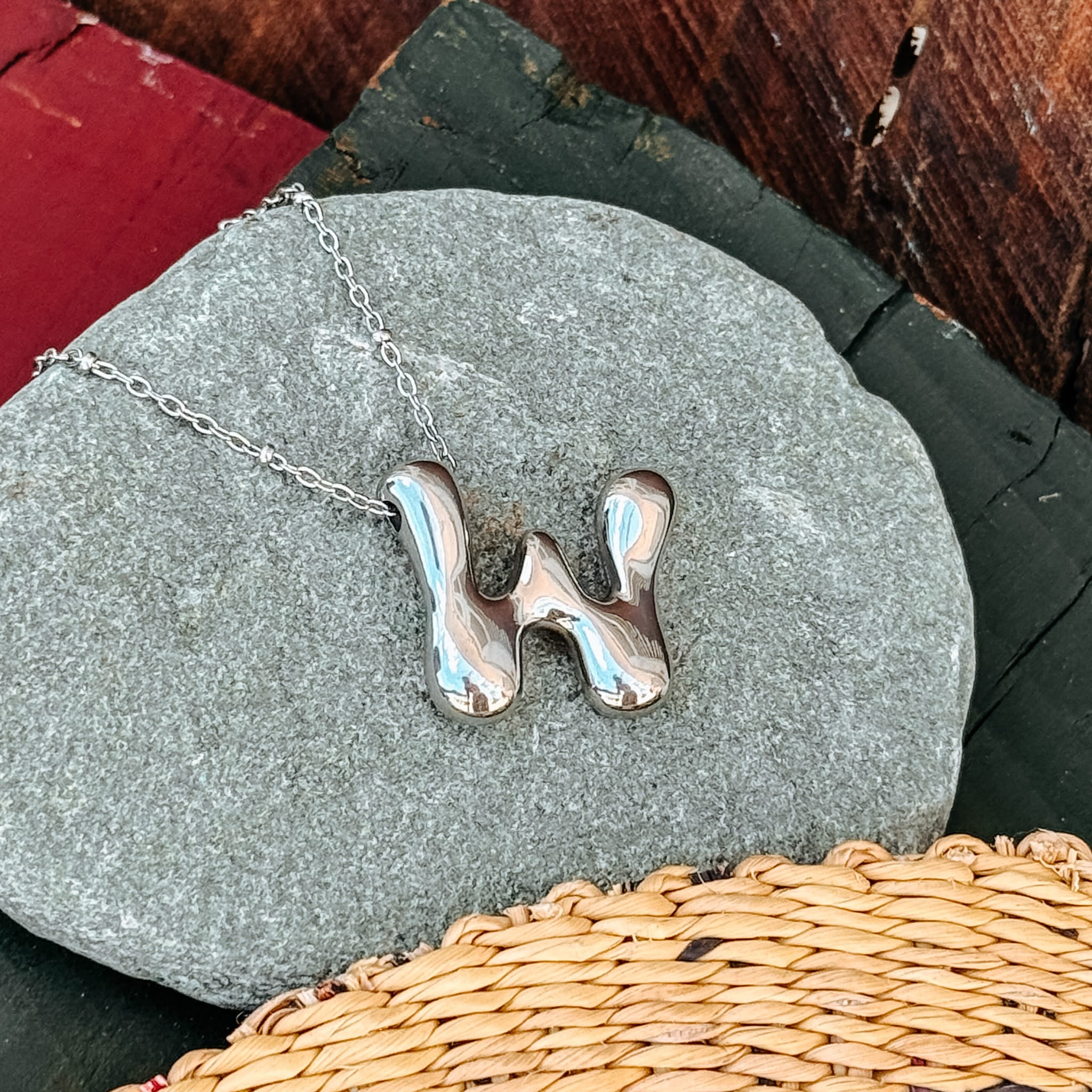 Necklaces W Monogram Silver Necklace