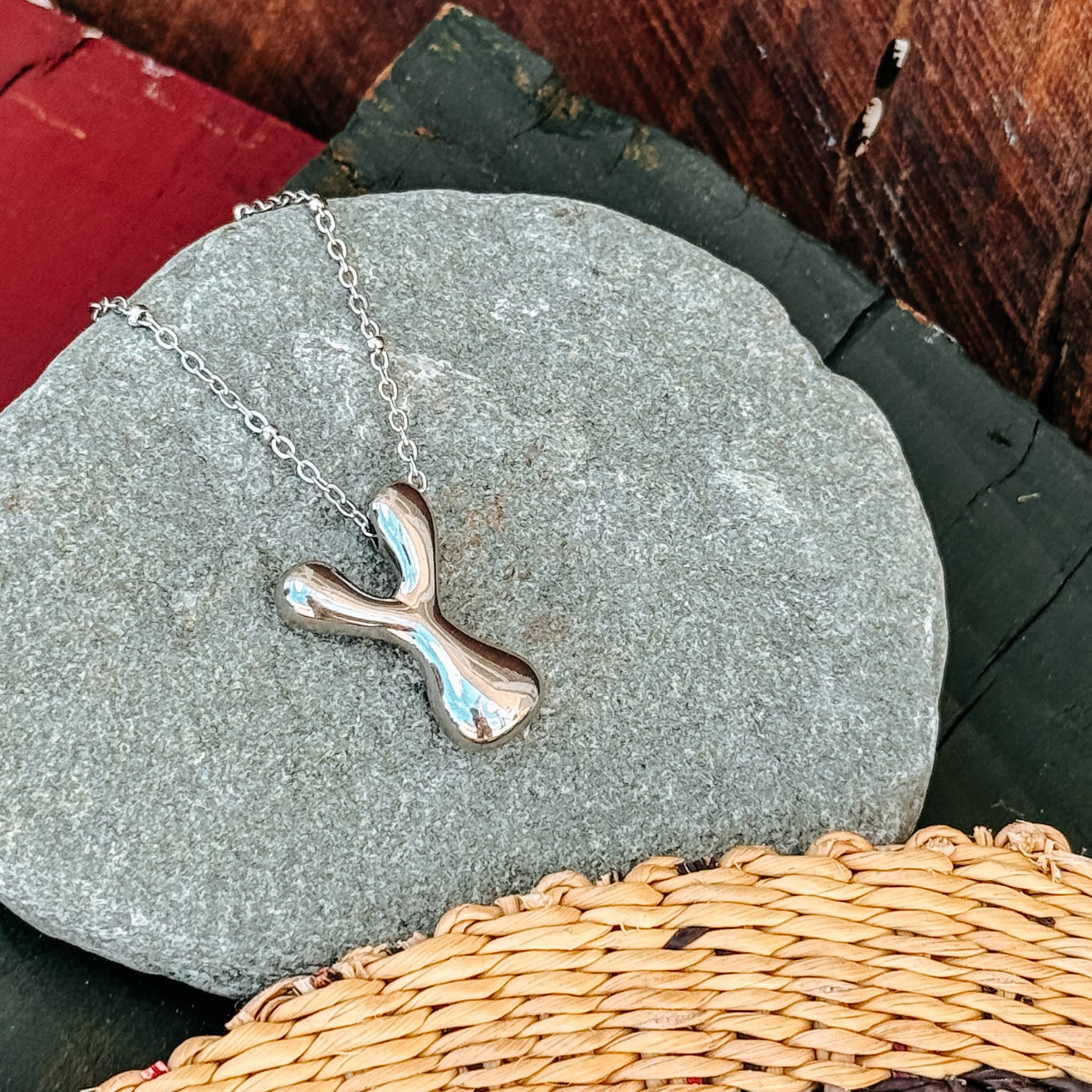 Necklaces Y Monogram Silver Necklace