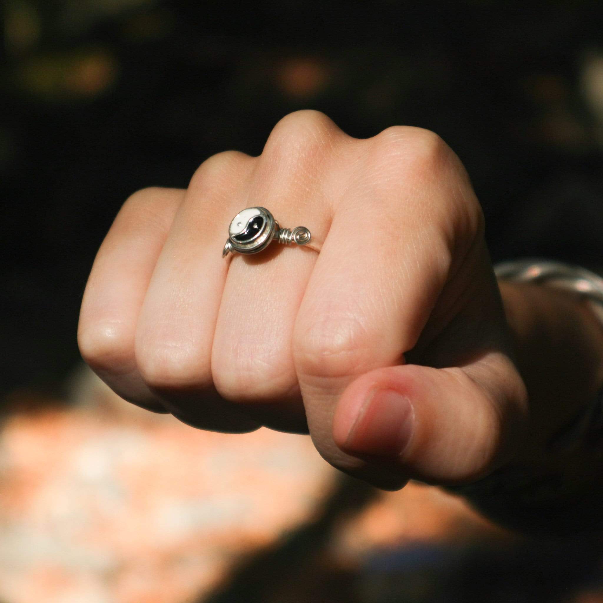 Yin yang clearance ring silver