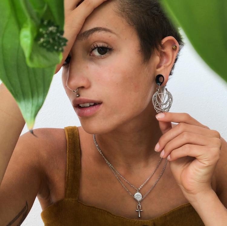 Ethnic earrings Moon Silver Earrings